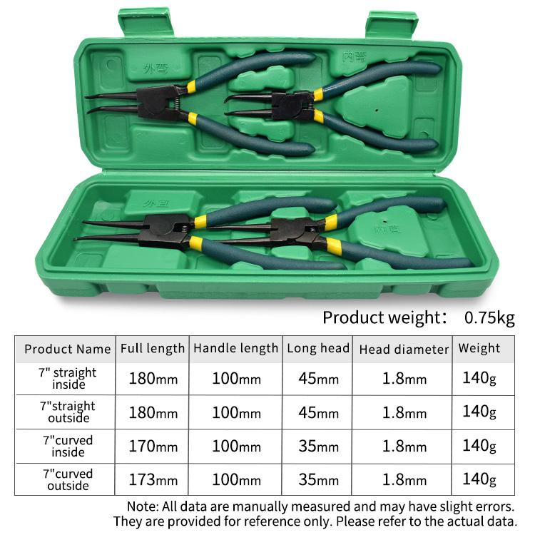 Snap Ring Pliers 4pc Internal Circlip Pliers Snap Ring Removal Tool 7 Inch Snap Ring Pliers Internal/External Circlip Pliers (as the picture,/&/)
