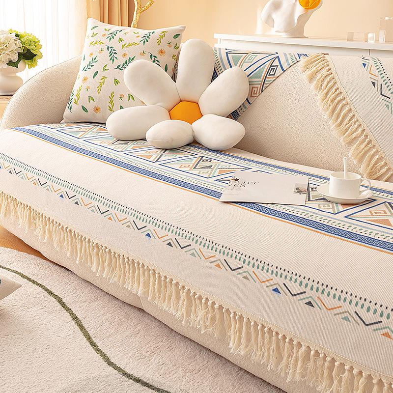 Cotton And Linen Sofa Cushion Four-Season Universal Non-Slip Seat Cushion Light Luxury Simple Sofa Cover Cloth Backrest Sofa Cover