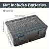 Practical Battery Organizer with Foam Groove Design, Transparent Box Stores 54 AA/AAA Batteries, Batteries Excluded