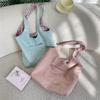 Pink Vintage Leopard Faux Suede Women's Shoulder Bags Retro Female Large Casual Tote Double Sided Design Ladies Purse Handbags