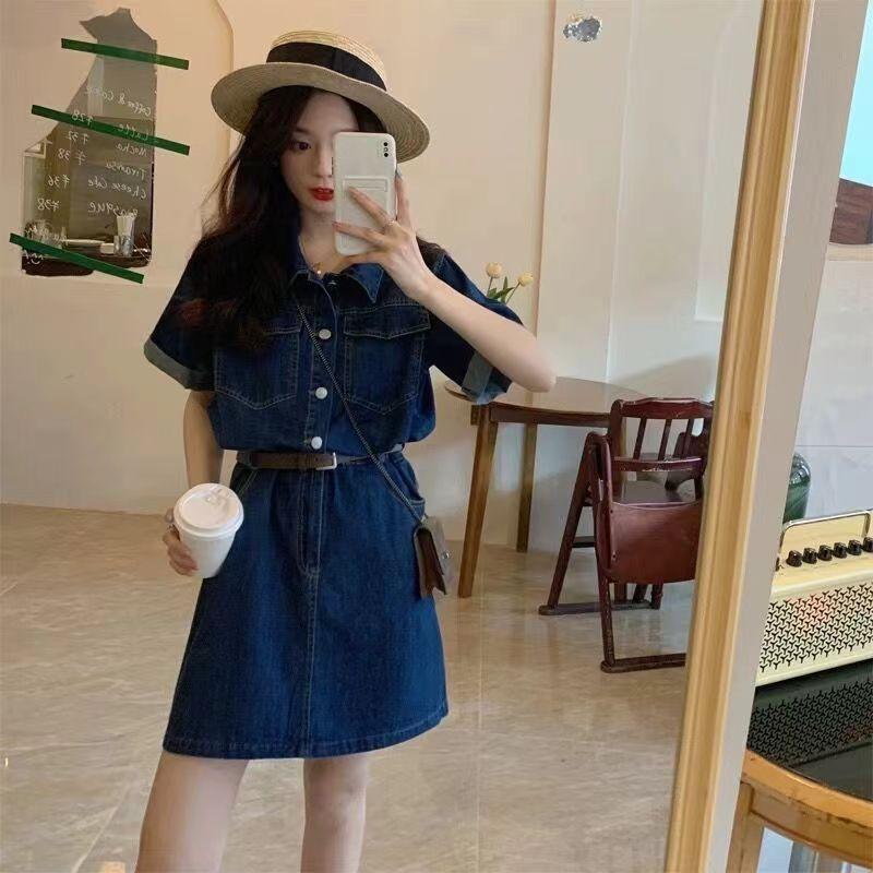 Denim Dress French New Women's Clothing Summer Spice Girl Suit Small Long Dress Temperament Coffee Break