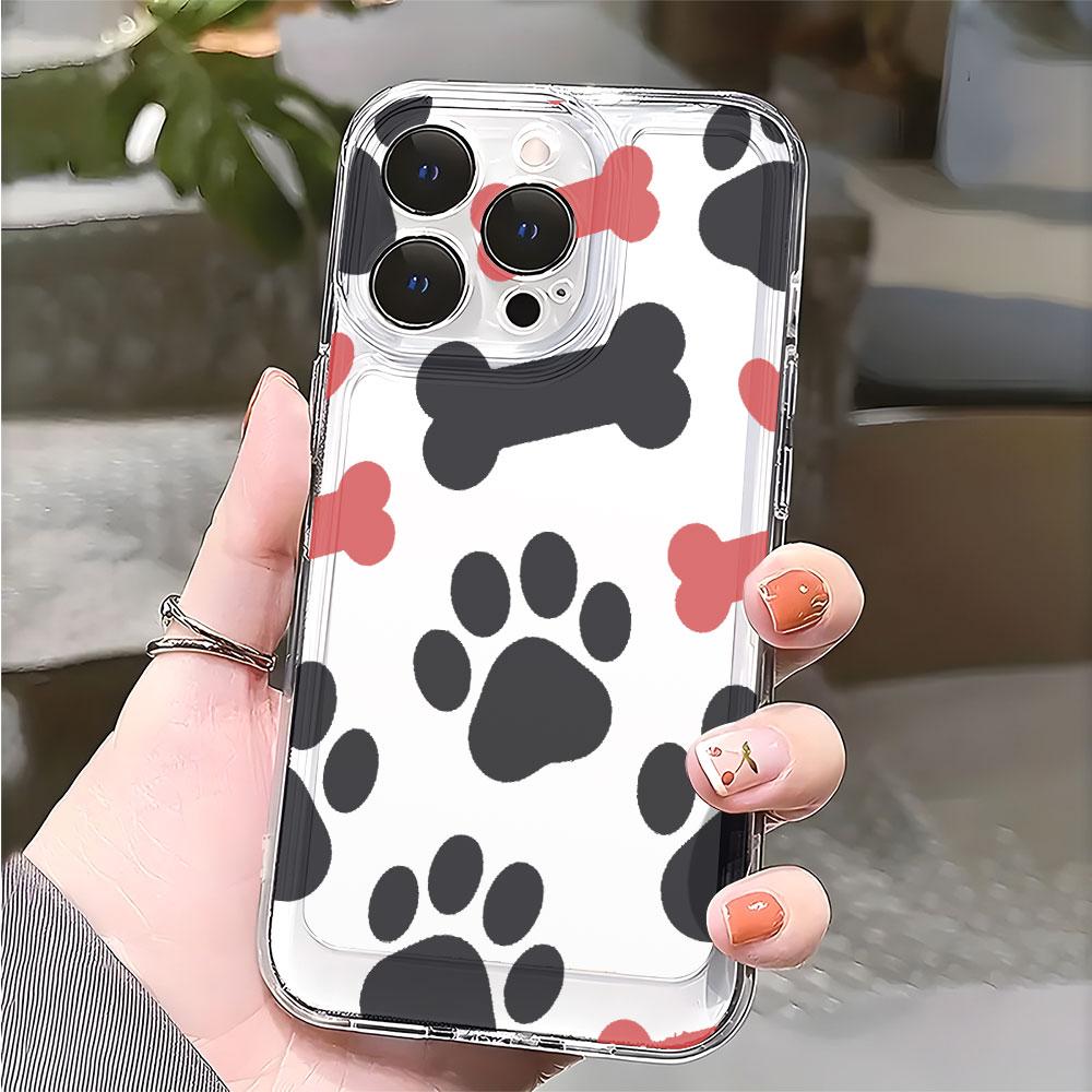 Paw Print Bone Pattern Phone Case for Xiaomi Redmi Note 15 14 13 12 11 10 9 8 7 Pro Plus Soft Shockproof Protective Cover