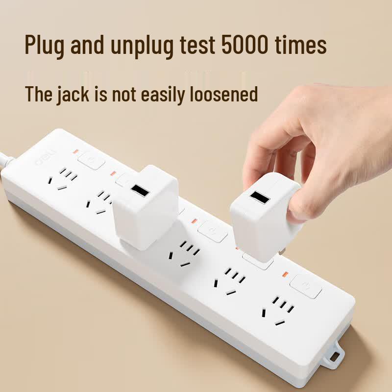 Deli 6-Outlet Power Strip with Independent Switches CN plug (adapter included)