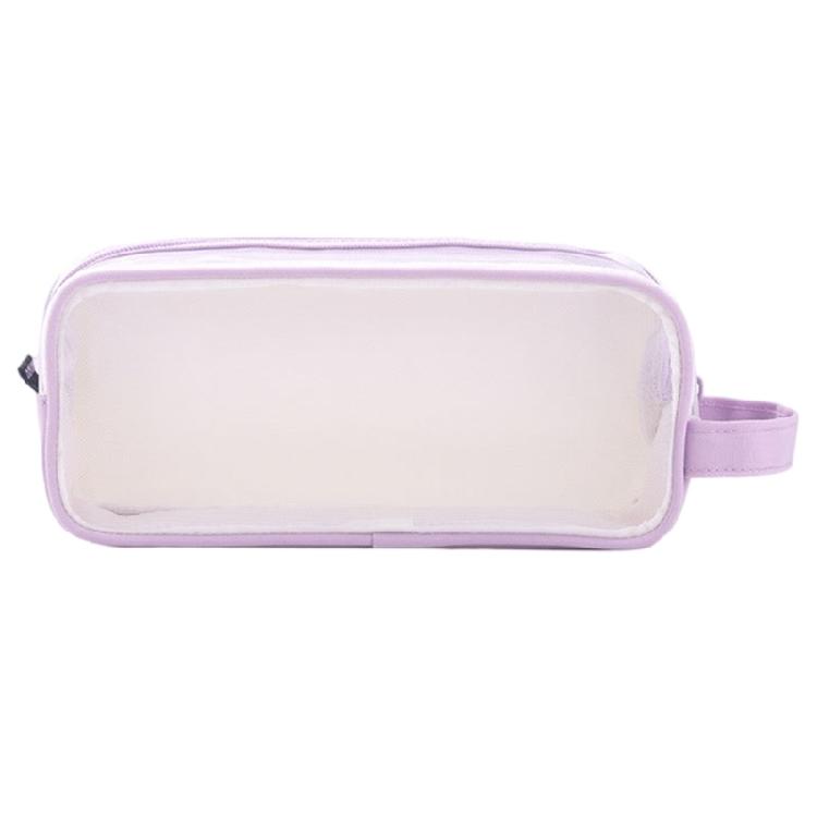 Large Capacity Pencil Case for Student Girl Boy Adult, Clear Zippered Pencil Pouches Travel Toiletries Bag Cosmetic Bag фиолетовый