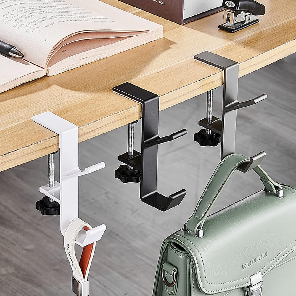 OptiPro Headphone Set of Hanging Table Convenient Easy to Load Capacity For Business Trips and Travel Stand, 2, Screw-on Clamp, Hook, Item, Install,