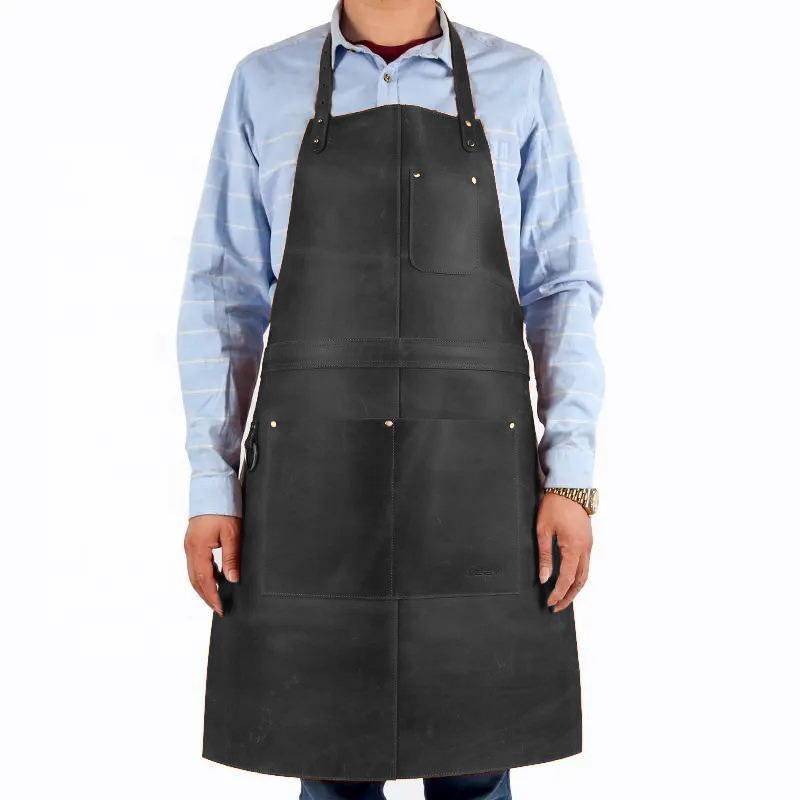 

Leather Pu Apron Waterproof And Oil-Proof Barbecue Outdoor Woodworking Gardening Neck Overalls Apron