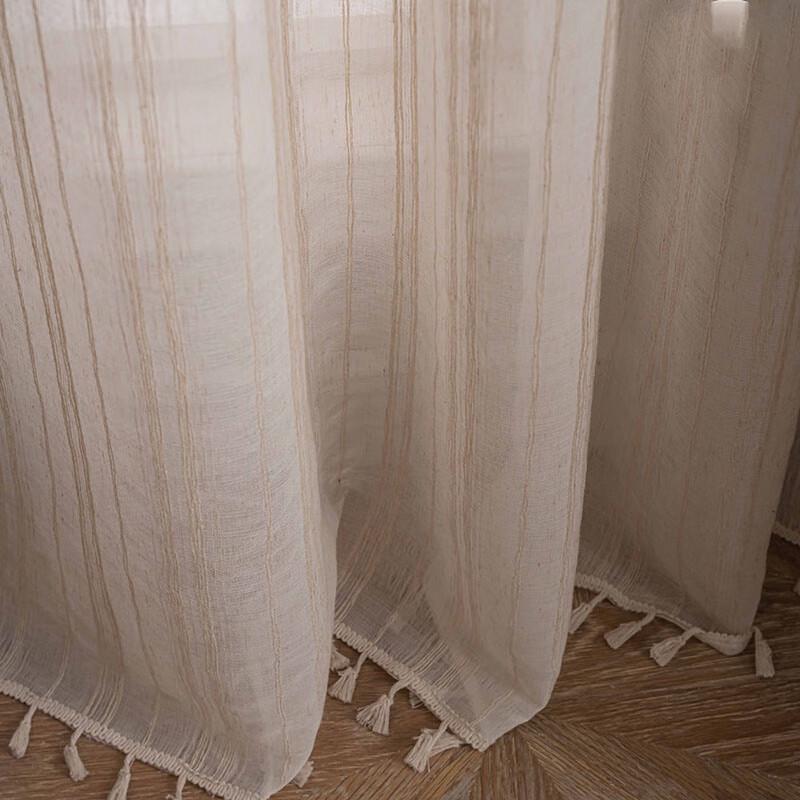 Jingga Translucent Linen Sheer Curtain with Tassels
