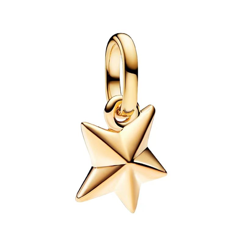 Copper Metal Christmas Eve&Starlight&Love&Sun and Moon Dangle Charm Bead Component Compatible With Do It Yourself Bracelet High Quality Fine Jewelry