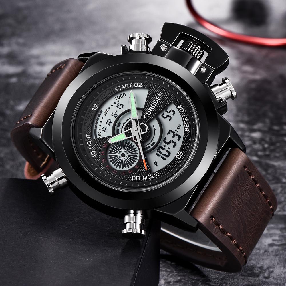 New Men's Multifunctional Dual Display Sport Watch with Stainless Steel Strap