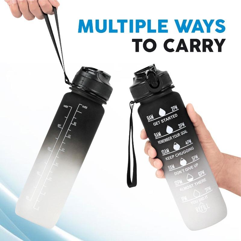 1L Sports Water Bottle Gym Travel Drinking Leakproof Bottle With Straw BPA-Free