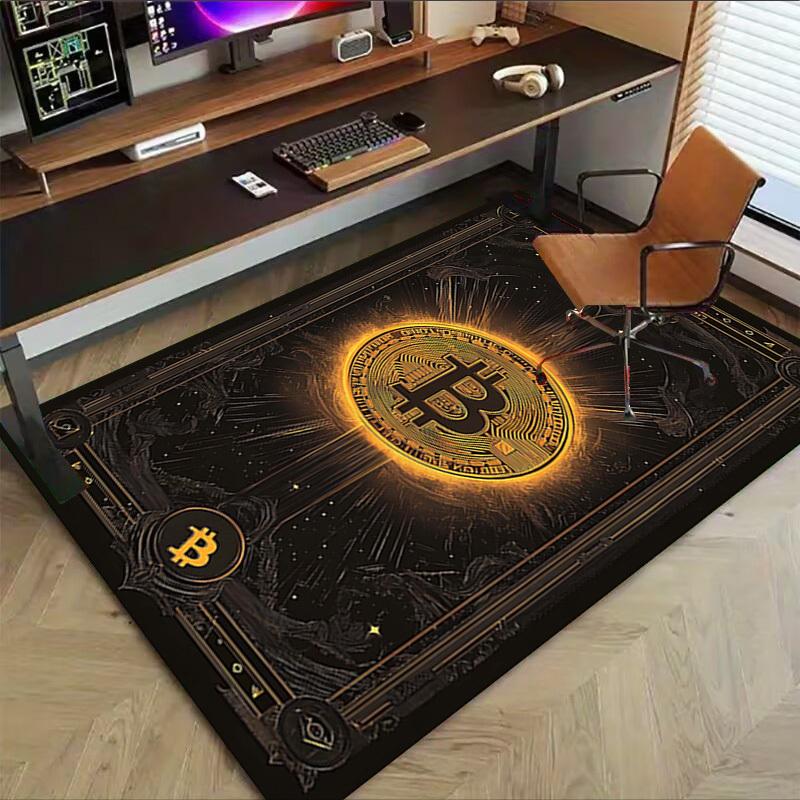 1PC Bitcoin Crypto Non-Slip Floor Carpet Compatible for Office&Living Room&Bedroom&Dining room - Flat - Weave Machine-S0334