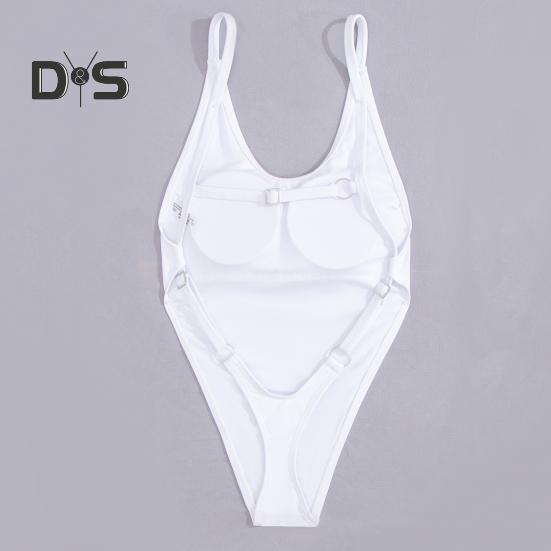 Dámské sexy monokiny plavky s výstřihem do V, bez rukávů, design bez zad, jednodílné bikiny střih zlepšující postavu