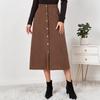 Women's Corduroy Skirt Single-breasted High Waist Autumn and Winter Dress Women's Large Skirt