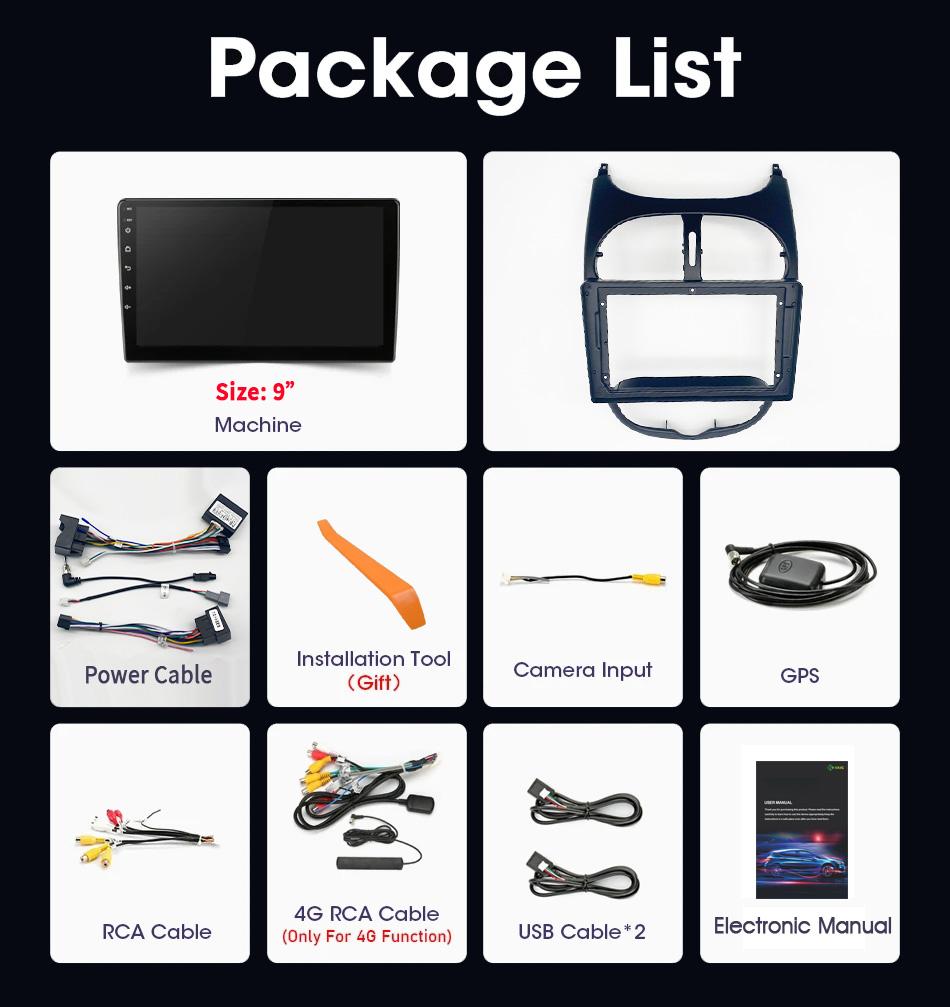 Android 13.0 For Peugeot 206 1998 - 2012 Car Head Units Radio Multimedia Navigation GPS Bluetooth Carplay Stereo Player Wifi 4G