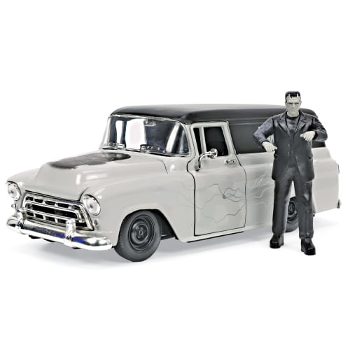 1:24 UNIVERSAL MONSTERS 1957 CHEVY SUBUBAN w/FRANKENSTEIN Diecast Car