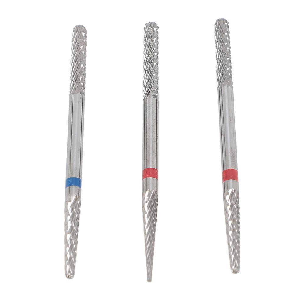 3pcs Nail Tungsten Steel Drill Bits Set Manicure Grinding Heads 2 in 1 Dual Head Nail Drill Bits for