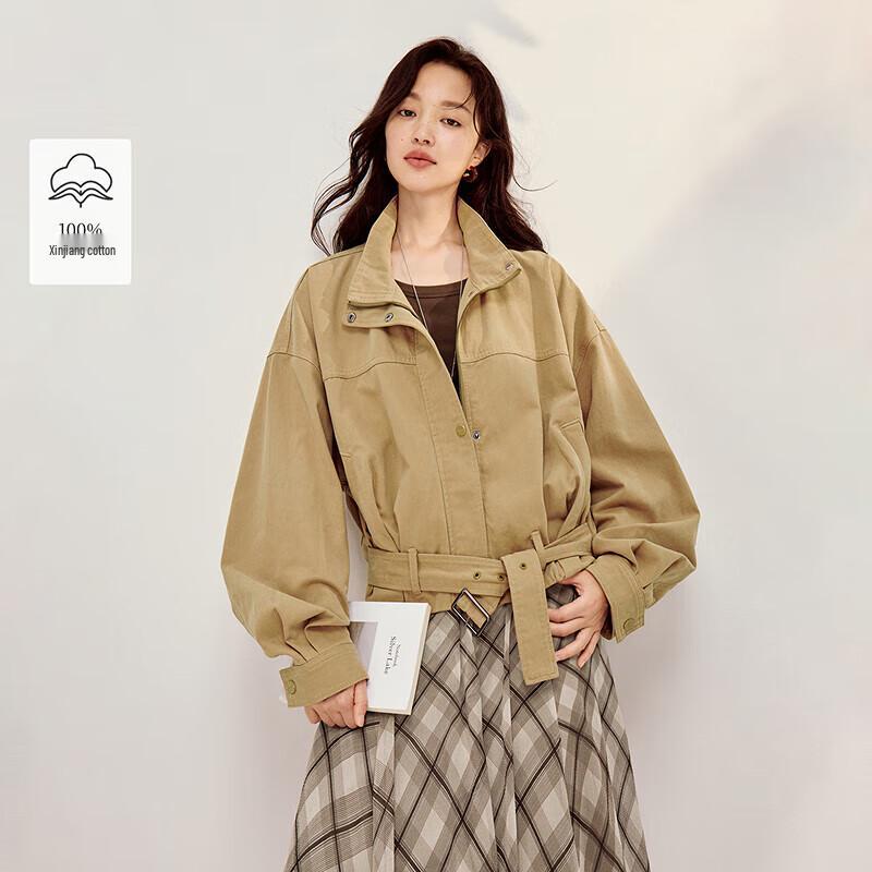 

INMAN Women s 2026 Spring Retro Stand-Collar Cotton Short Jacket XL