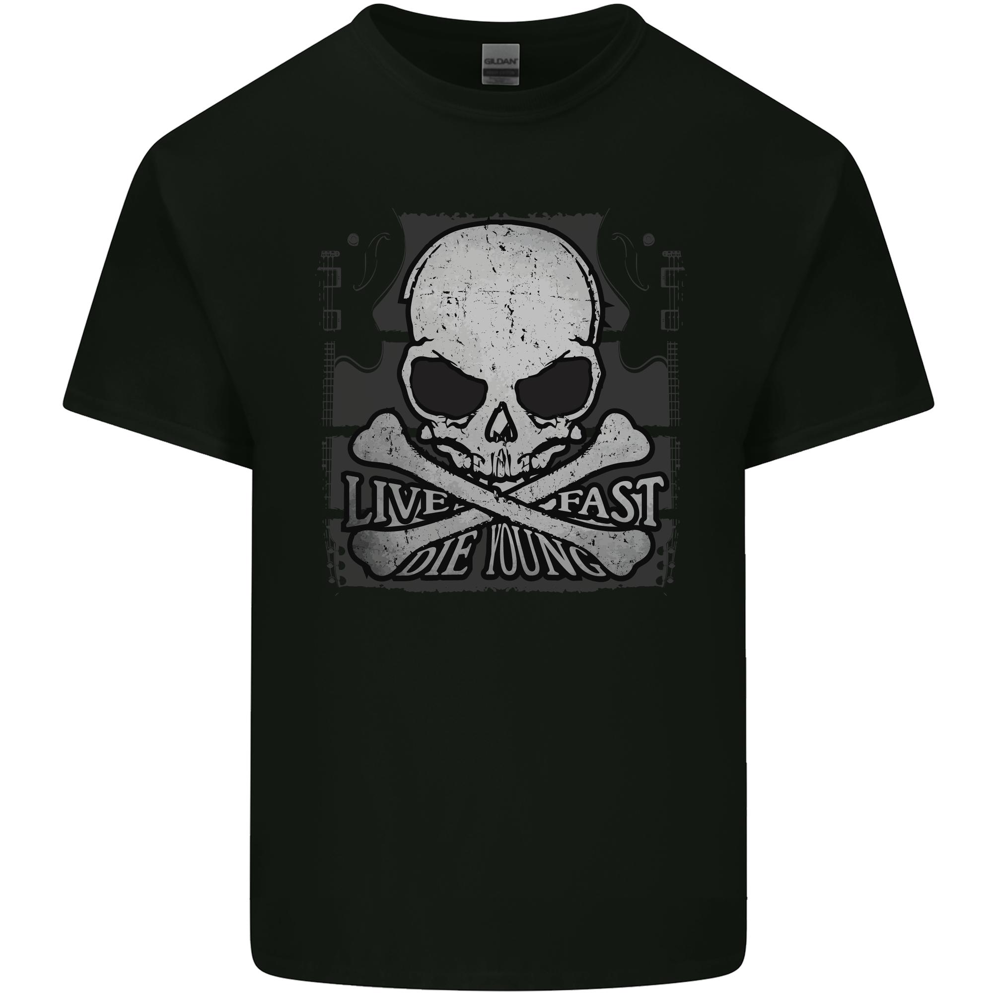 Ride Fast Biker Skull Motorcycle Guitars Rock Unisexs Light Cotton TShirt S