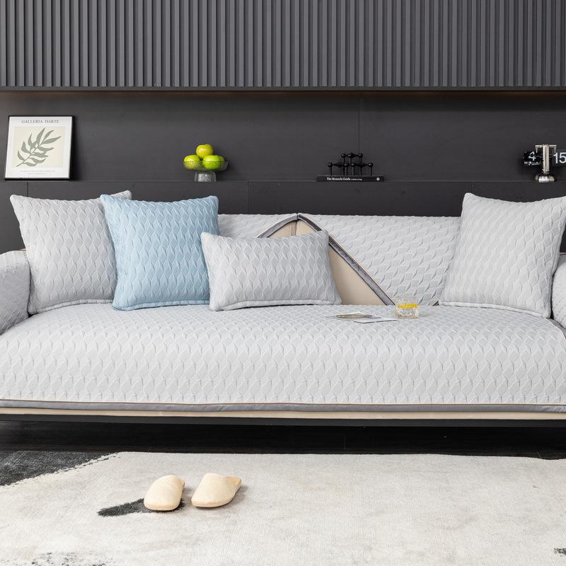 Ice Silk Sofa Cushion Summer Summer Summer Mat Non-Slip Seat Cushions Summer Light Luxury Pure White Sofa Cover Cloth