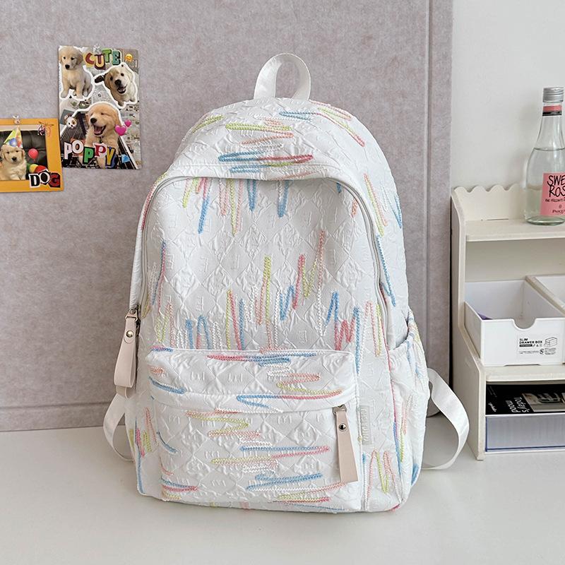 Schoolbag1011 New Trendy Fashion Backpack Korean Version Sweet and Cute Backpack Harajuku Style Foreign Style Embroidered Student Schoolbag