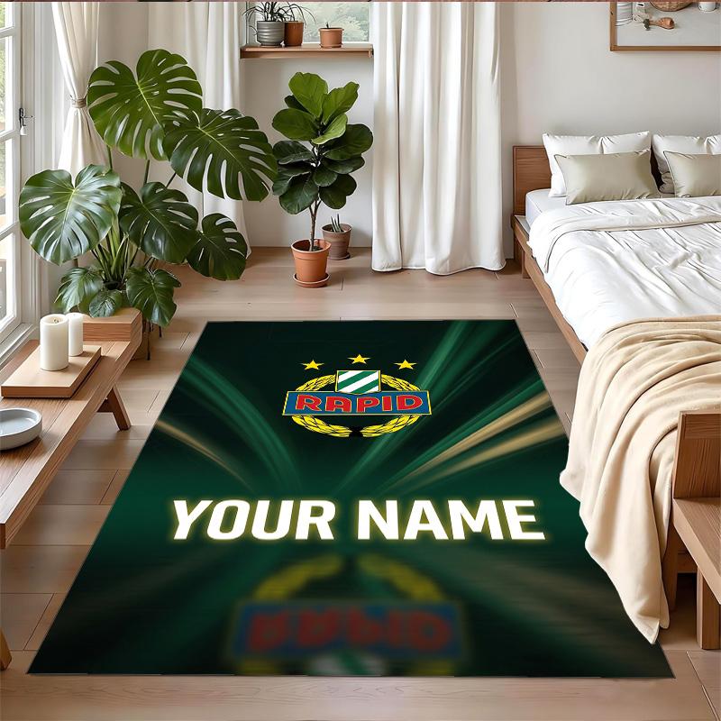 Crystal Velvet Rug Custom Name Text, Soft Non Slip Floor Mat Home DecorRapid Wien FC