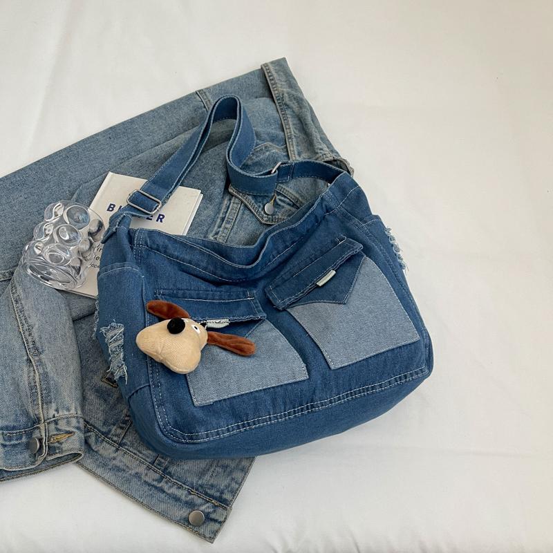 Джинсовая сумка Большая вместительная сумка Женская сумка через плечо Студенческая сумка — фото 11