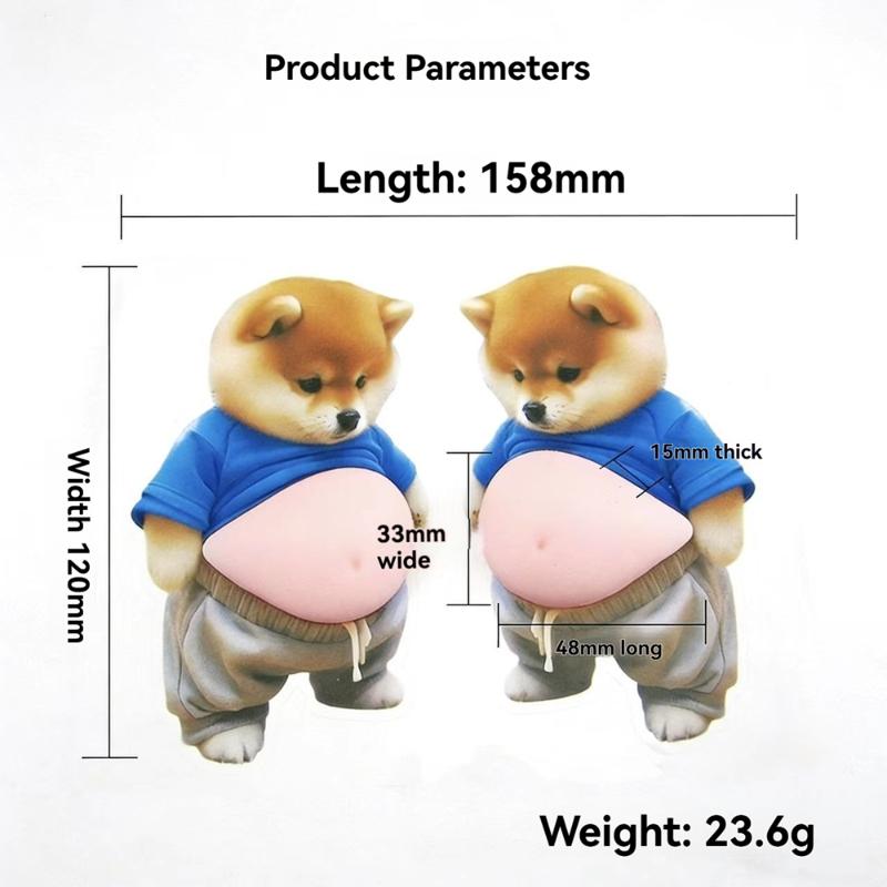 3D Shiba Inu Dog & Cat Belly Stickers Super Soft Silicone Anti-Collision Sticker Cute Big Bellys Cushioned Protectors Stickers
