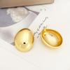 Temperament Cold Wind Smooth Face Women'S Earrings Oval Three-Dimensional Goose Egg Hollow Stud Earrings