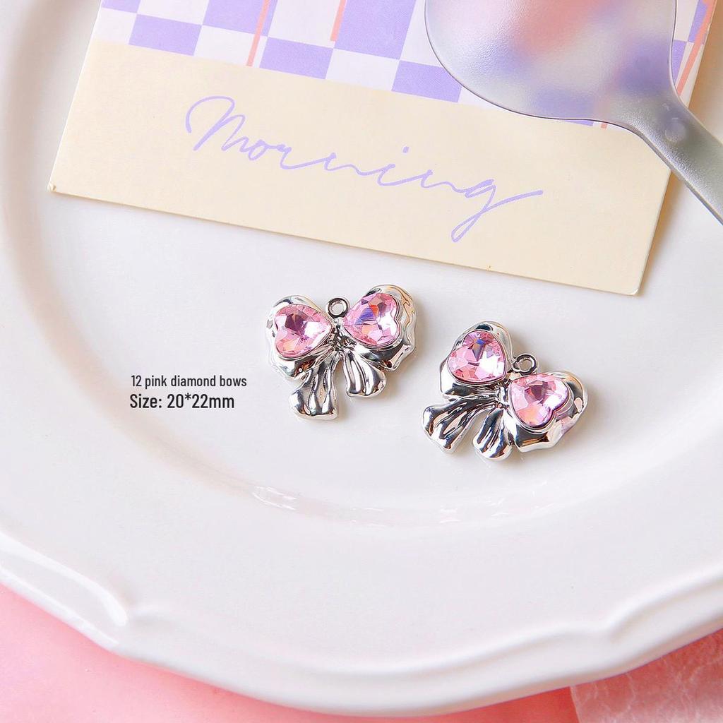 Silver Heart Moon Bow Pendant for DIY Jewelry