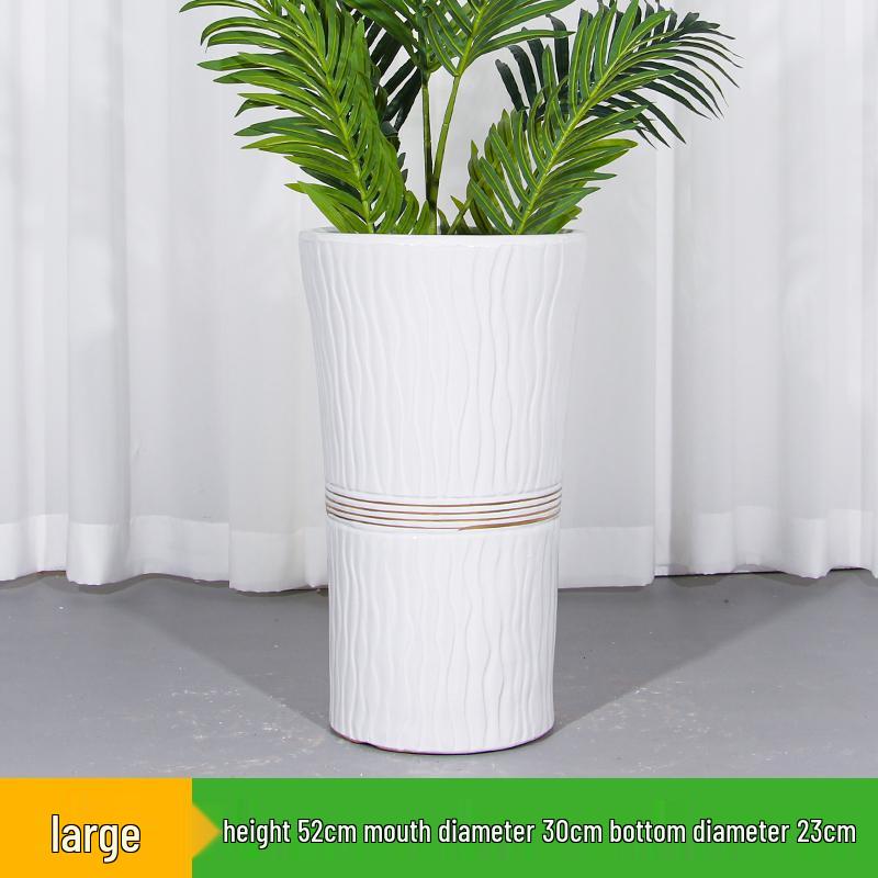 Large Ceramic Flower Pot with Tray for Indoors/Outdoors, Suitable for Succulents & Green Plants
