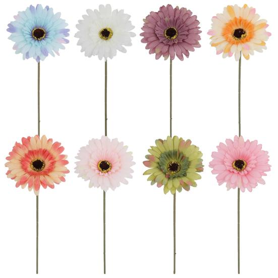 6 Bundles Artificial Gerbera Flowers with Stems Fake Wildflower Bouquet for Wedding Party Table Centerpiece Indoor Home Vase Decor Floral Arrangement