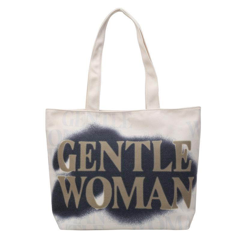 Canvas bag 2025 new large-capacity color printed portable shoulder bag