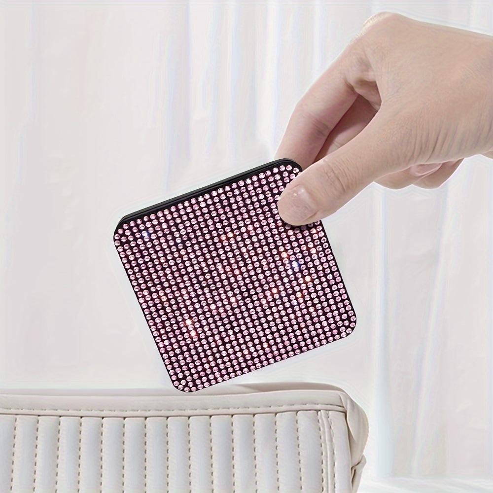Modischer Tragbarer Kosmetikspiegel mit Strasssteinen, Kosmetikspiegel, Geschenk + Körper Flip Quadratischer Spiegel Handheld Doppelseitig Faltbar