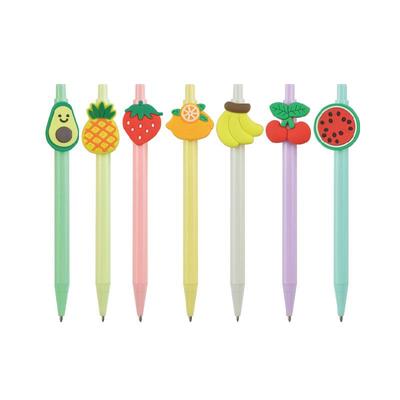 Stylo à bille Cartoon Fruit Créatif PVC Caoutchouc Souple Avocat Fraise Macaron