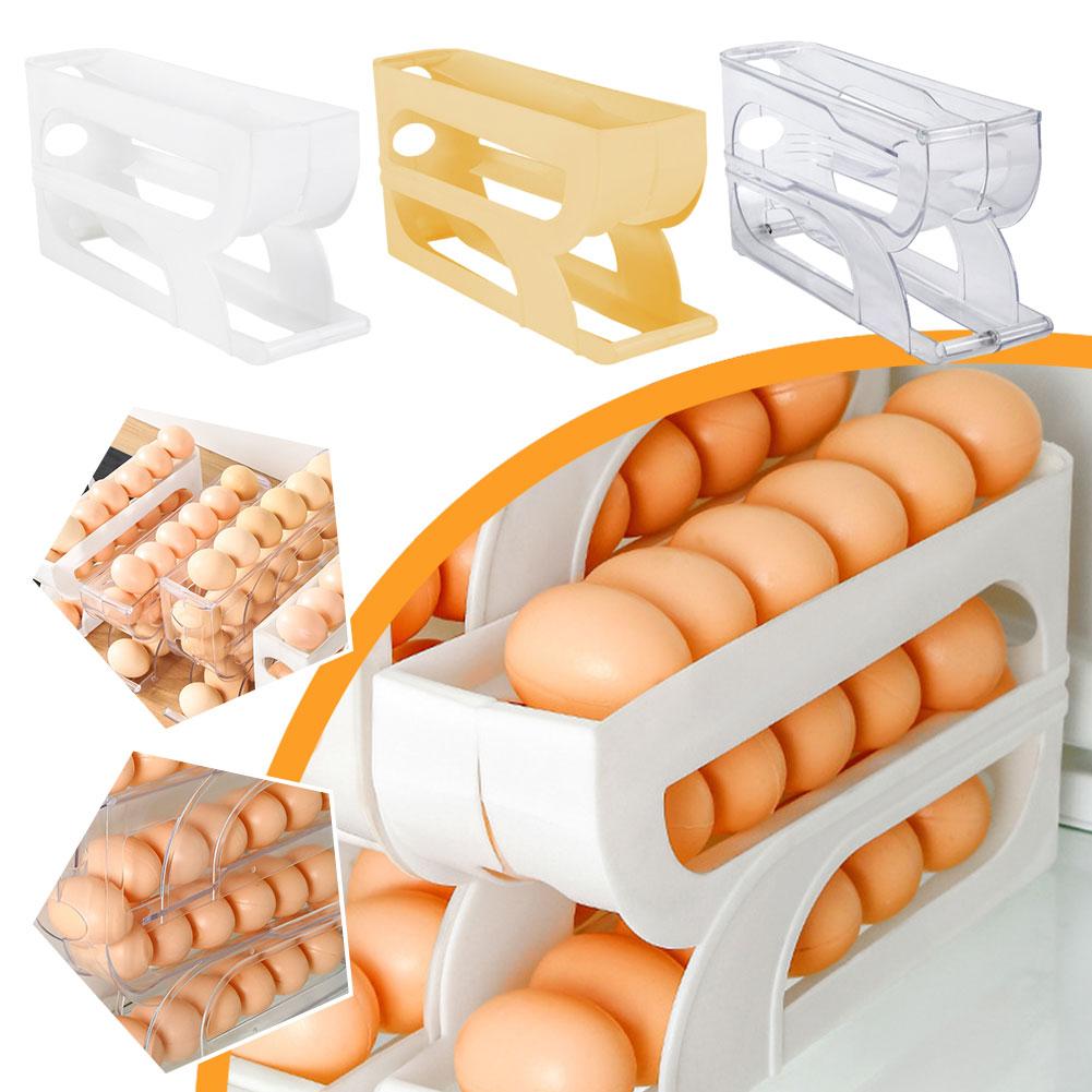 Automatic Scrolling Egg Rack Holder Storage Box Egg Refrigerator For Kitchen Basket Container E Z2Q3