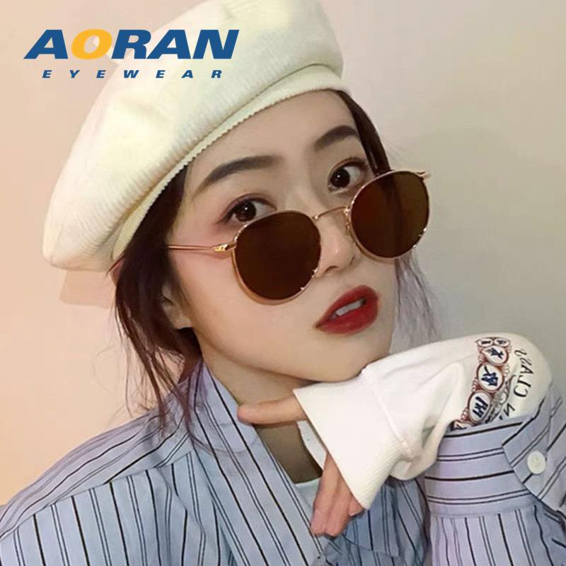 New Vintage Sunglasses for Women Men Round Sun Glasses Female Retro Shades Metal Circular Frame Eyewear