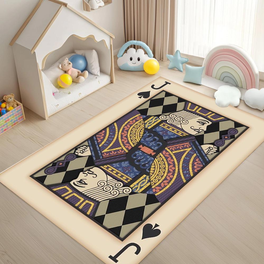 Make Old Poker Card Printed Carpet Personalized Party Decoration Carpet Living Room Bedroom Large Soft and Non Slip Rug