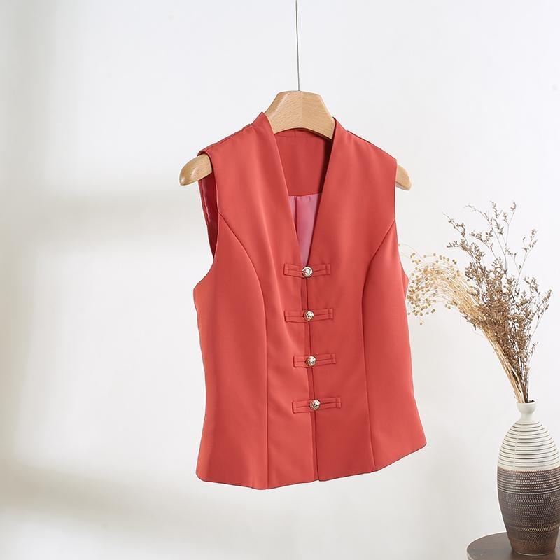 

Красный жилет женский внешний роскошный высококлассный французский топ-жилет 3XL ([Recommended 138-75kg]) красный