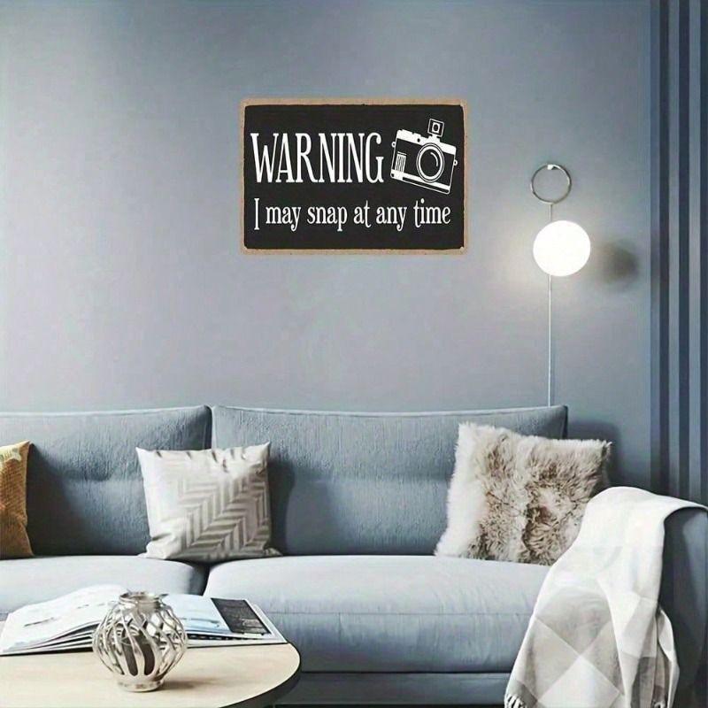 

Vintage Metal Wall Poster Camera Sign Photographer Warning for Studio