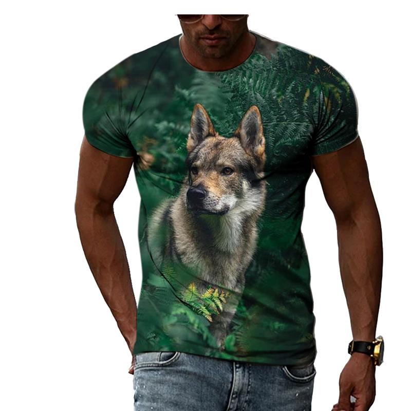 Fashion Hip Hop 3D Animal Wolf Men T-shirt Summer Trendly Casual Personality Printed Graphic T Shirts O-neck Short Sleeve Tees