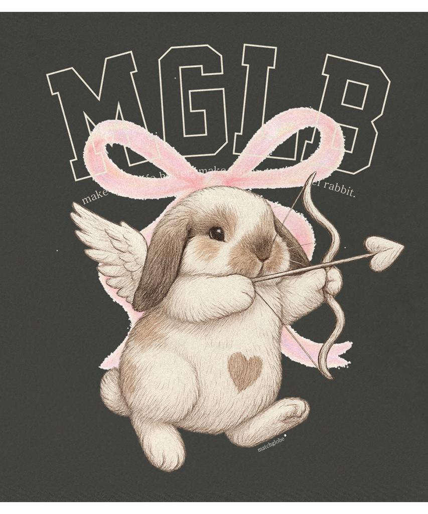 MATCHGLOBE Angel Rabbit Oversized Tee (Dark Gray)