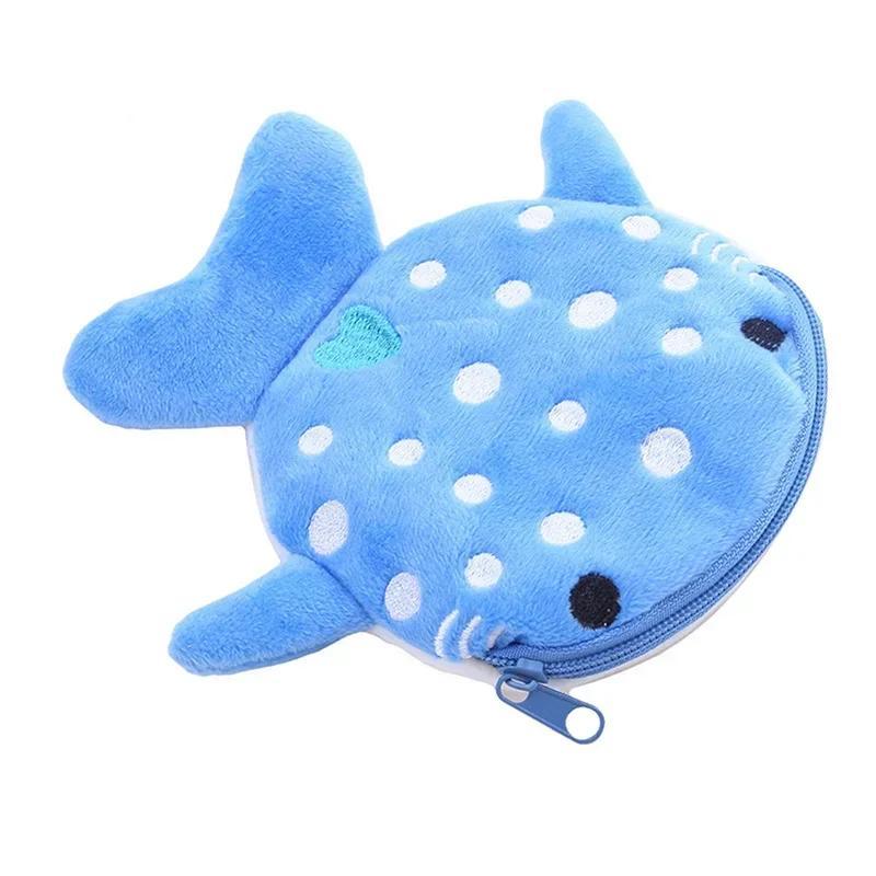 Cartoon Cute Whale Shark Plush Coin Purse Kawaii Wallet Portable Coin Bag Key Earphone Coin Organizer Pouch Zipper Bag Gift