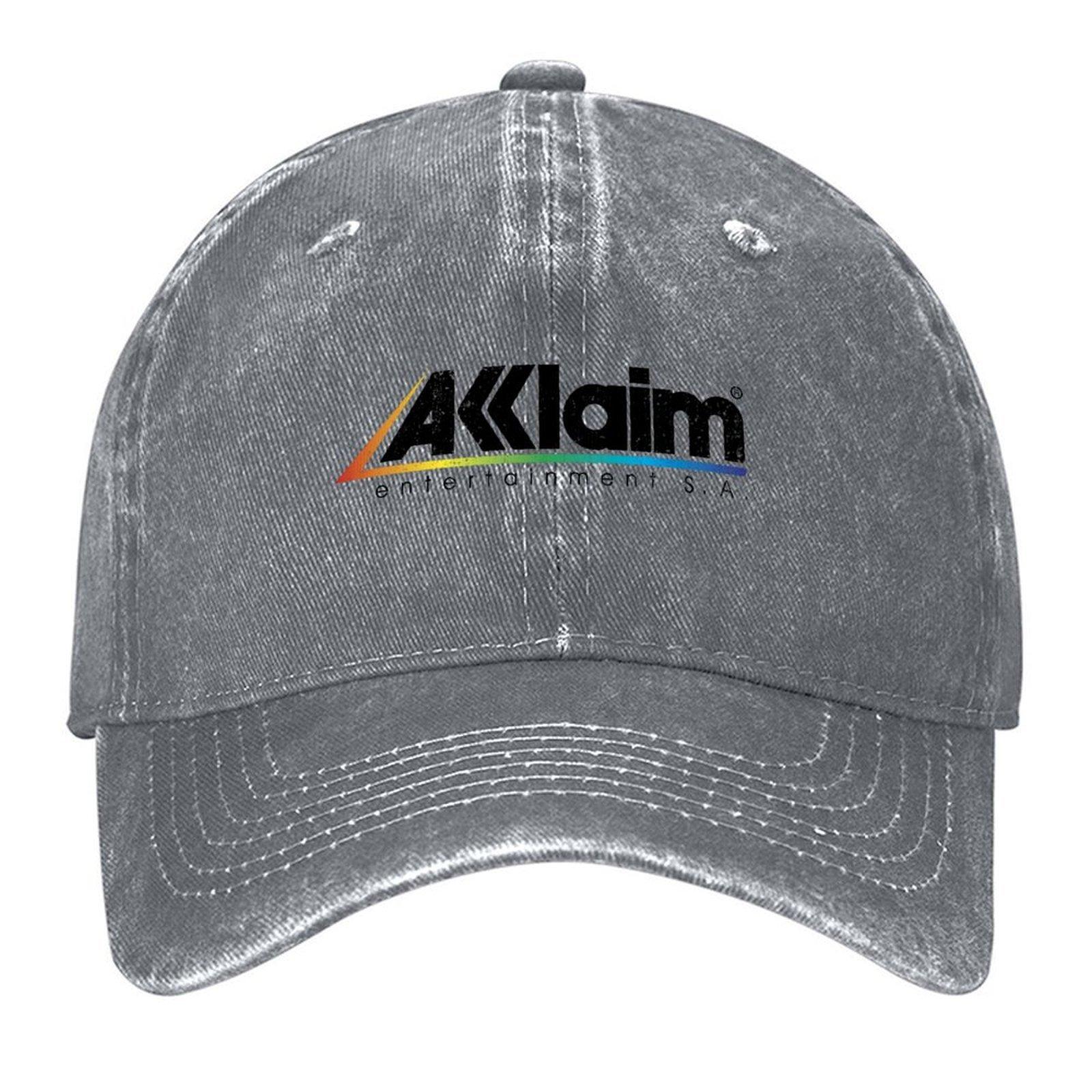 Acclaim EntertainUnisext Retro Video Game Company Logo with Weathered Effect Baseball Cap