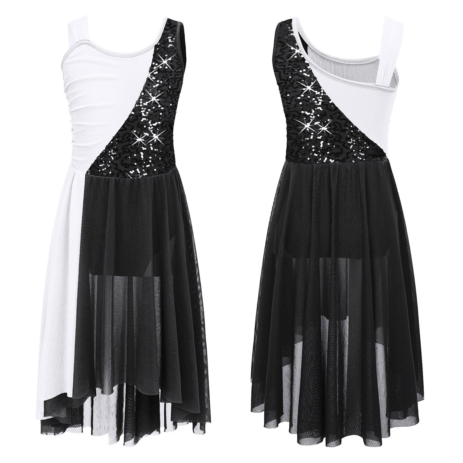 

Діти Дівчата Сукня для ліричного танцю Балет Гімнастичне трико Сукня Сучасний танцювальний одяг 7-8 Years чорний