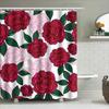 Vintage Floral Shower Curtain, Retro Decorative Bath Matting Waterproof Fabric Print Bathroom Accessories Pink Red Blossoms 3D D