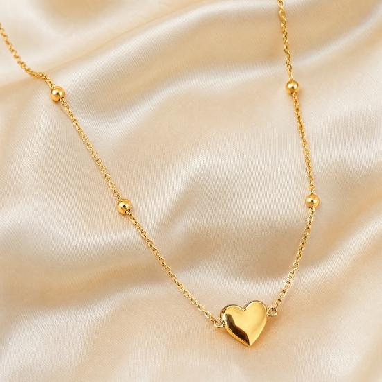 Heart Charm Necklace, Women Love Heart Necklace, Golden Heart Pendant Dainty Necklace for Daily Wear Work Party