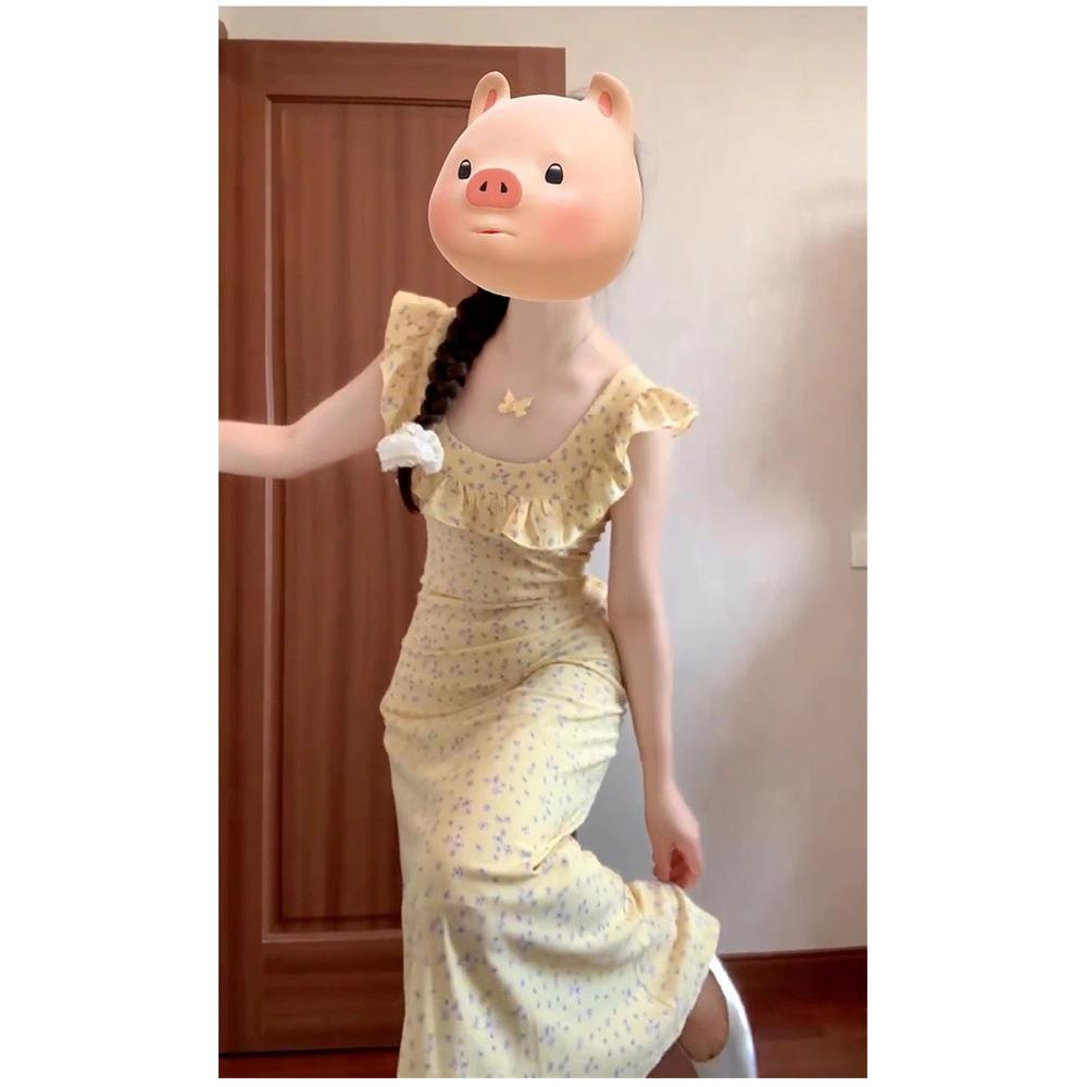 

Women s Summer Floral Bodycon Dress with Square Neck and Flutter Sleeves Large