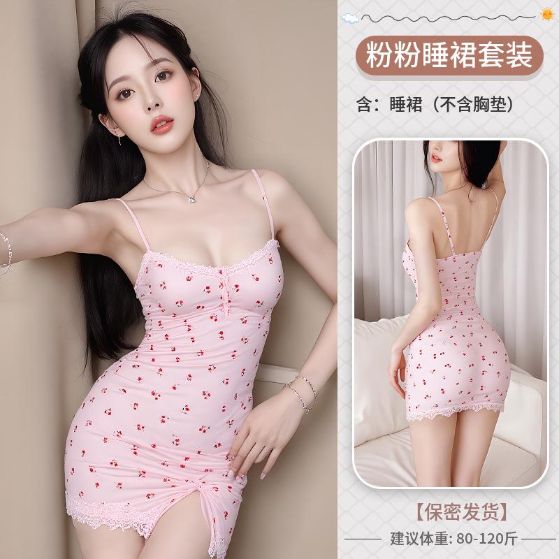 Summer sexy underwear girl floral suspender pure floral pink lace lace dress comfortable hip wrap