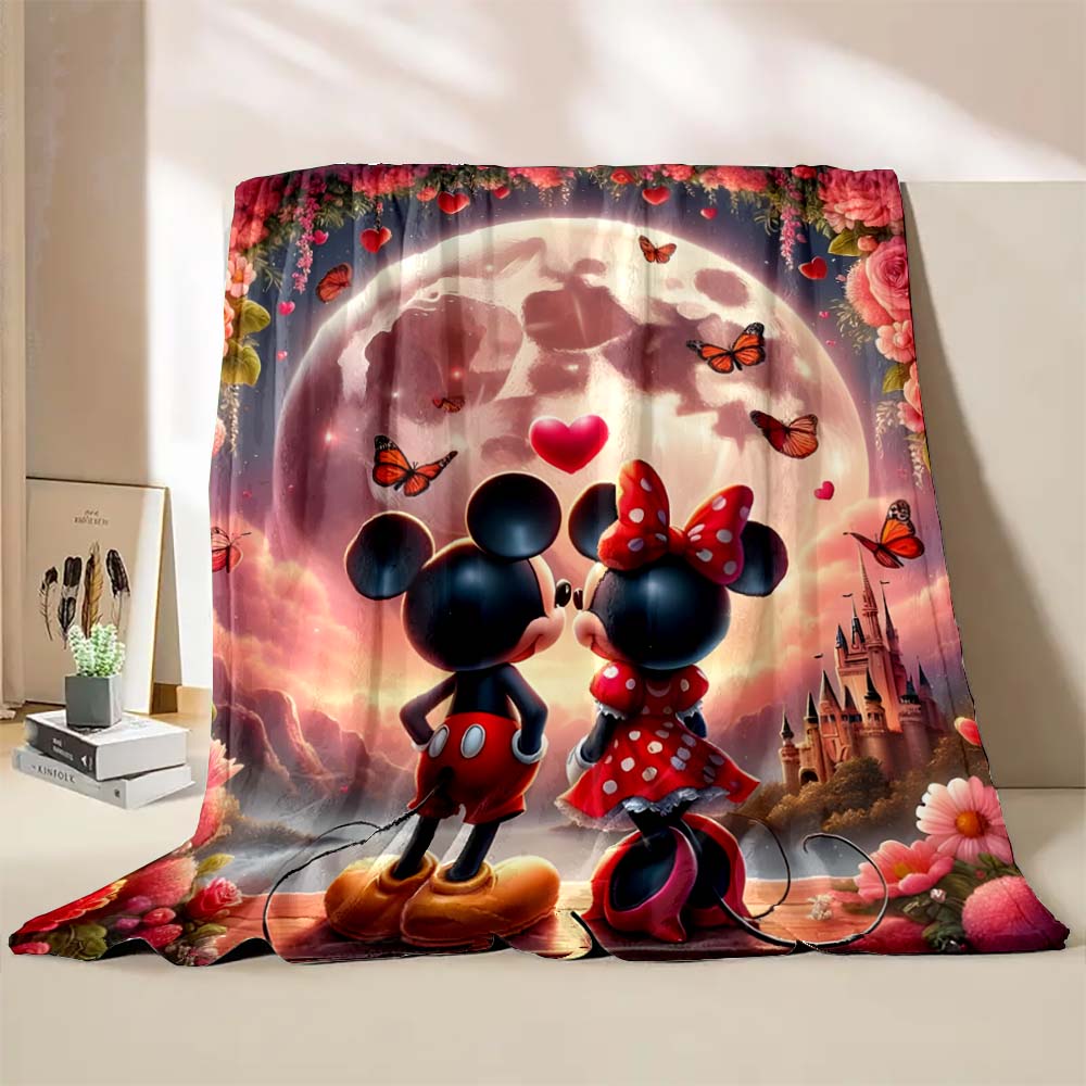 3D Mickey and Minnie Mouse Blankets Ultra Soft Cozy Blanket Lightweight Fleece Fuzzy Plush Throw Blankets for Bed Chair Gifts