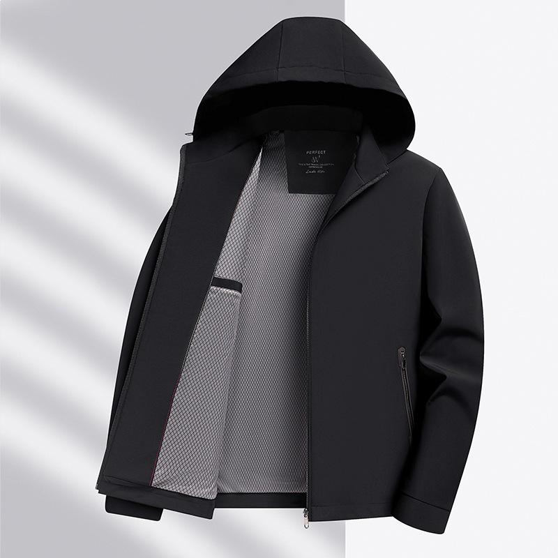 Men's 26-Year Spring & Autumn Hooded Jacket in Sealed Milk Silk for Middle-aged & Elderly